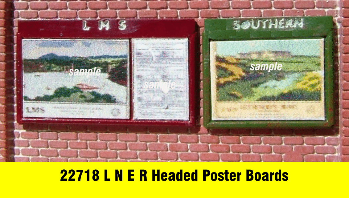 L N E R headed station poster boards N gauge